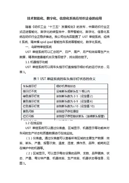 技术智能化、数字化、信息化系统在纺织企业的应用