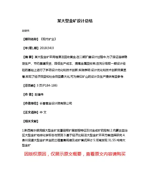 某大型金矿设计总结