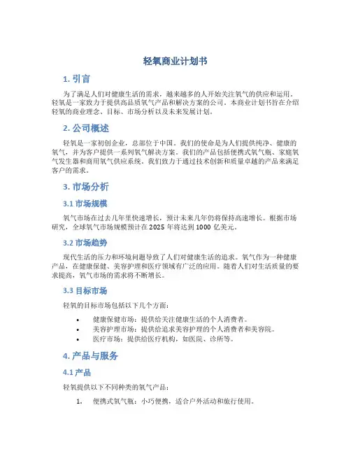 轻氧商业计划书