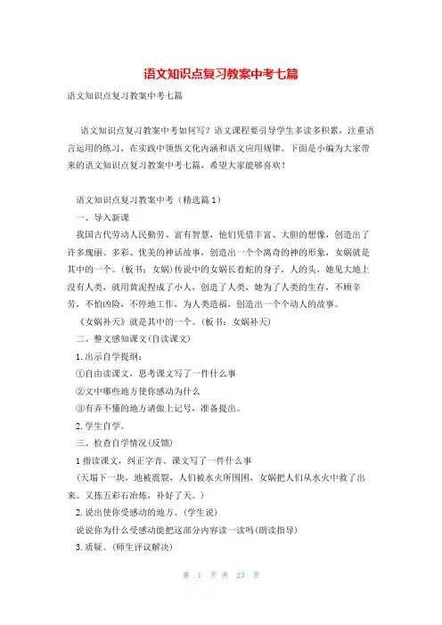 语文知识点复习教案中考七篇