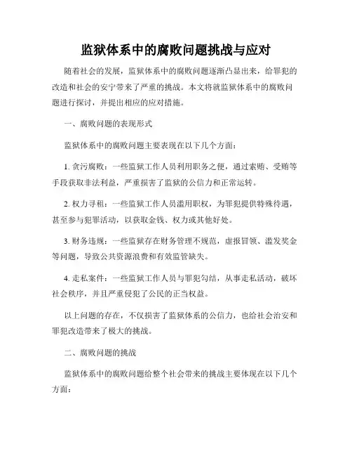 监狱体系中的腐败问题挑战与应对