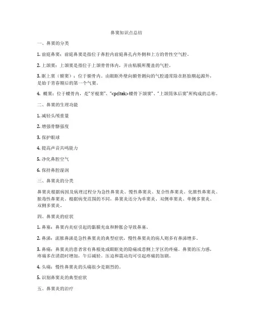 鼻窦知识点总结