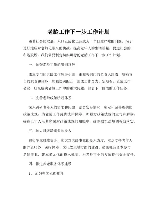老龄工作下一步工作计划