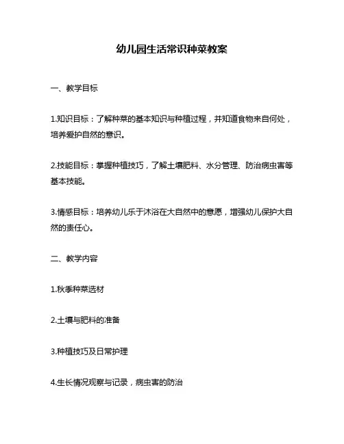 幼儿园生活常识种菜教案