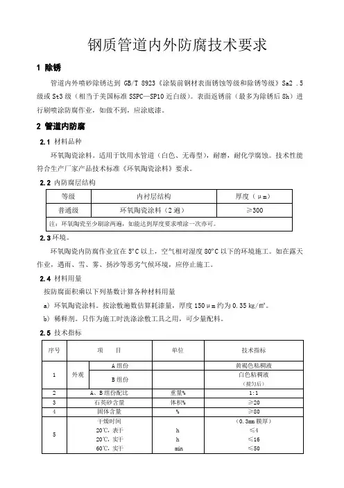 钢质管道内外防腐技术要求