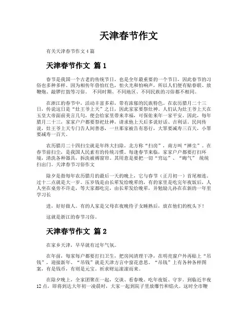 天津春节作文