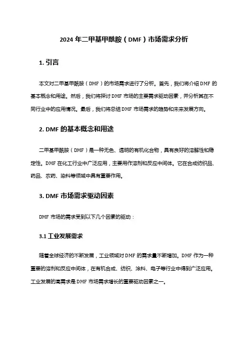 2024年二甲基甲酰胺(DMF)市场需求分析