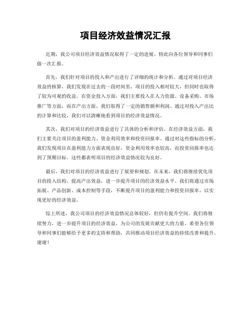 项目经济效益情况汇报