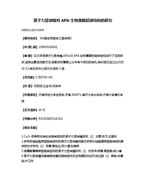 原子力显微镜对APA生物薄膜超微结构的研究