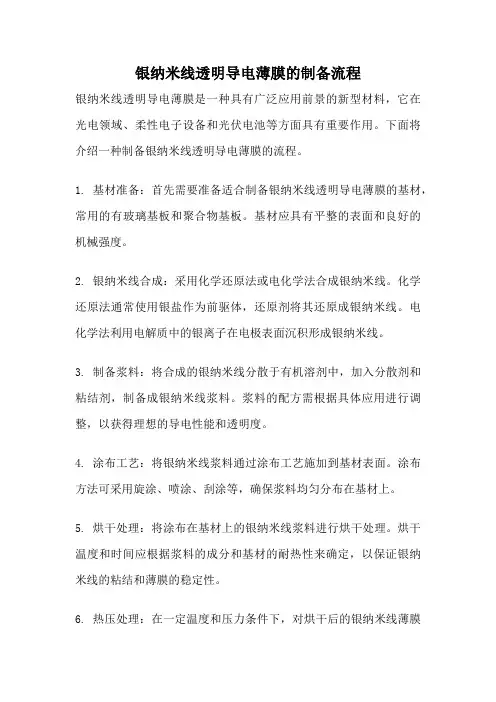 银纳米线透明导电薄膜的制备流程