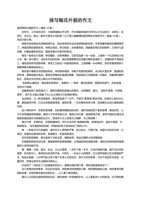 描写梅花外貌的作文（精选10篇）