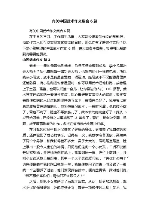 有关中国武术作文集合6篇