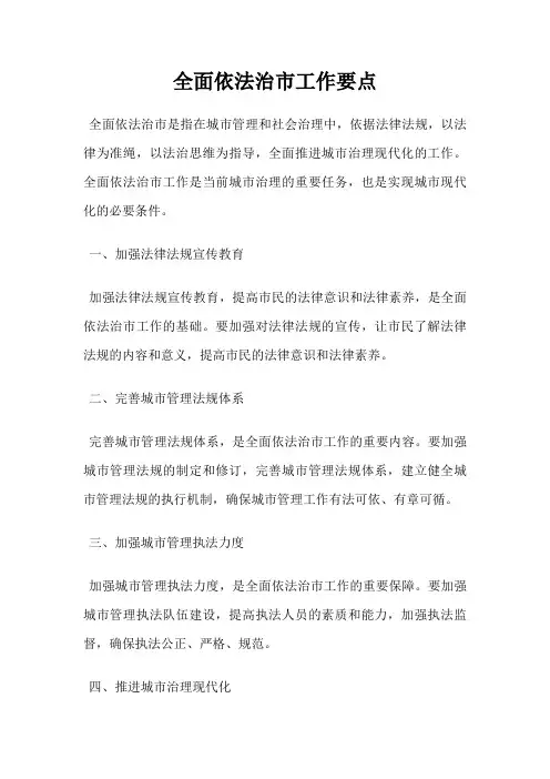 全面依法治市工作要点