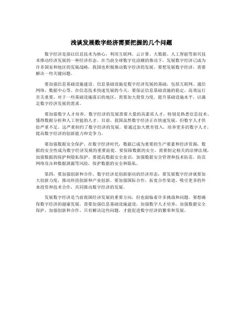 浅谈发展数字经济需要把握的几个问题
