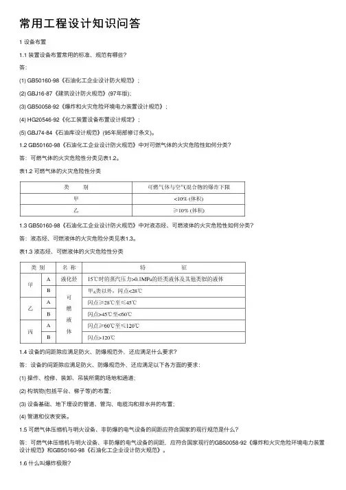 常用工程设计知识问答