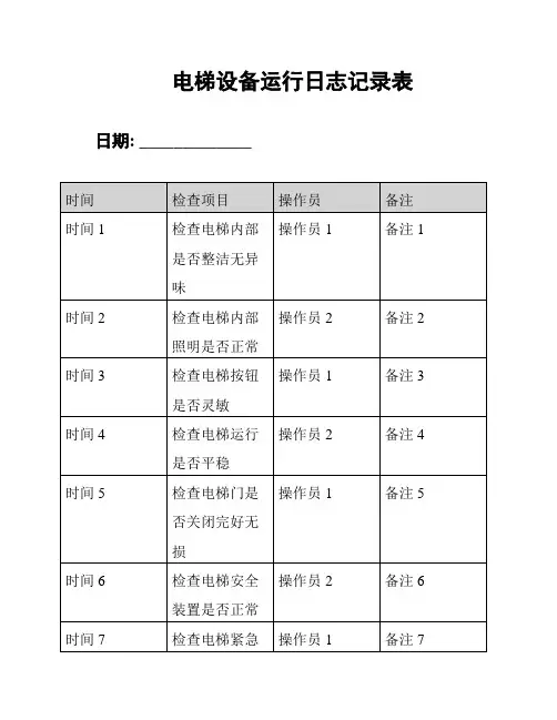 电梯设备运行日志记录表