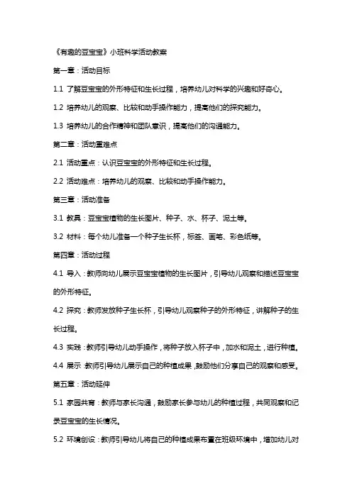 《有趣的豆宝宝》小班科学活动教案