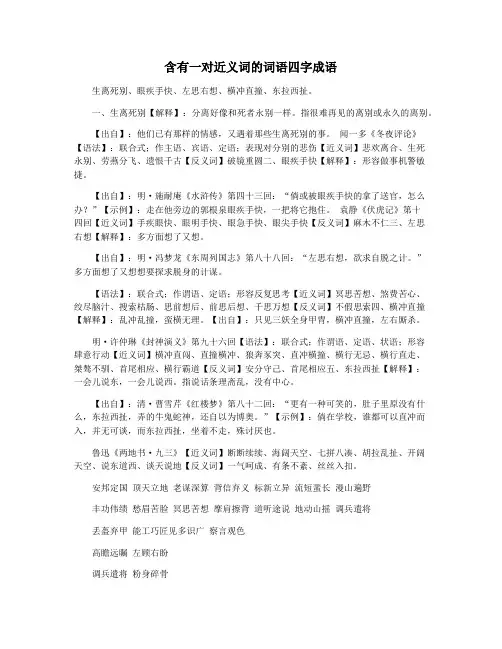 含有一对近义词的词语四字成语