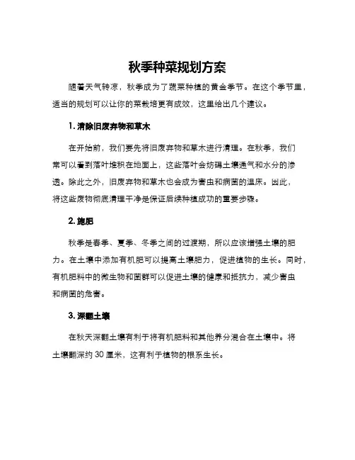 秋季种菜规划方案