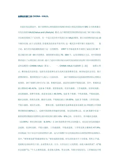 品牌定位新工具CHINA-VALS