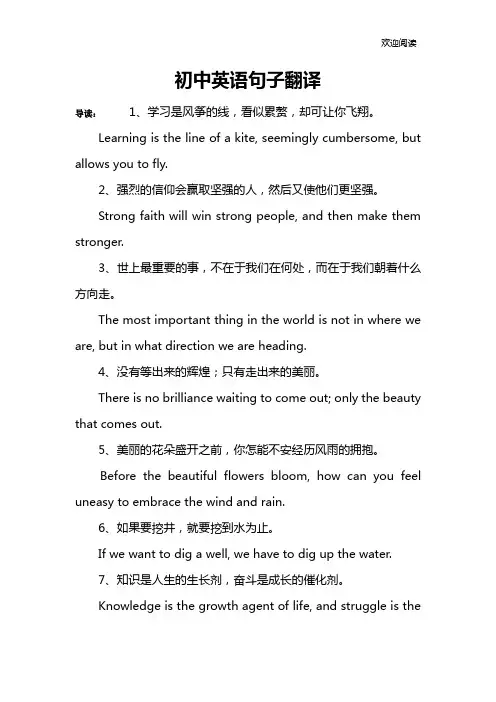 初中英语句子翻译