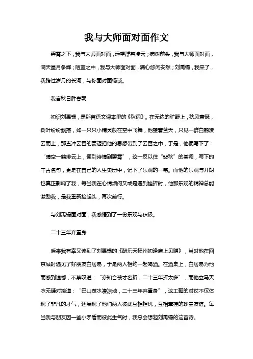 我与大师面对面作文