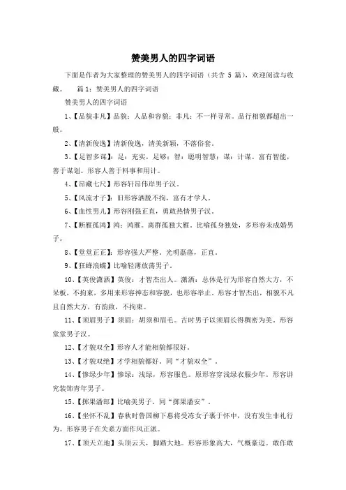 赞美男人的四字词语