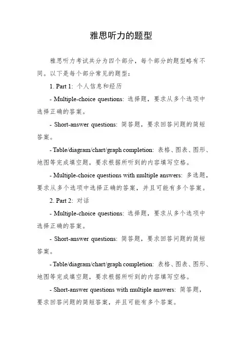 雅思听力的题型