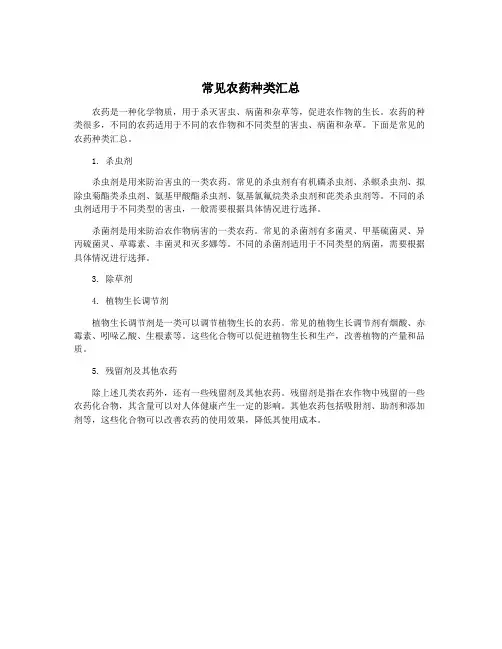 常见农药种类汇总