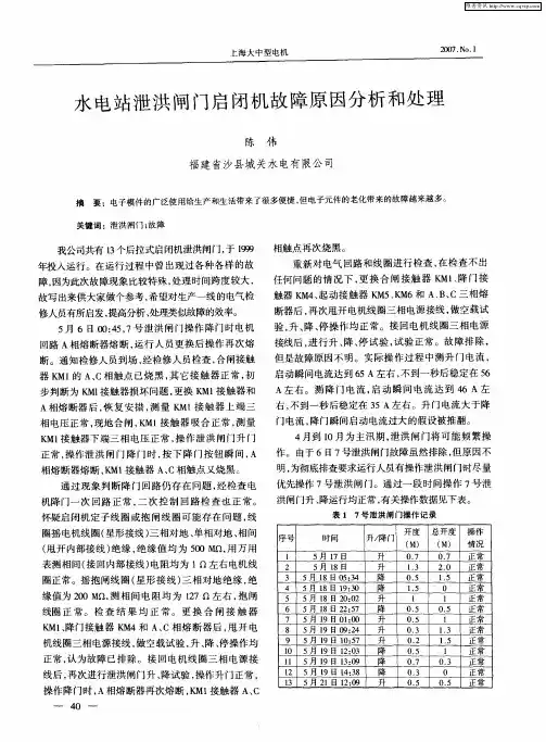 水电站泄洪闸门启闭机故障原因分析和处理