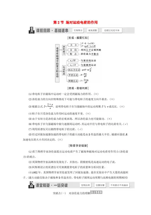 高考物理一轮复习第八章磁场第2节磁吃运动电荷的作用