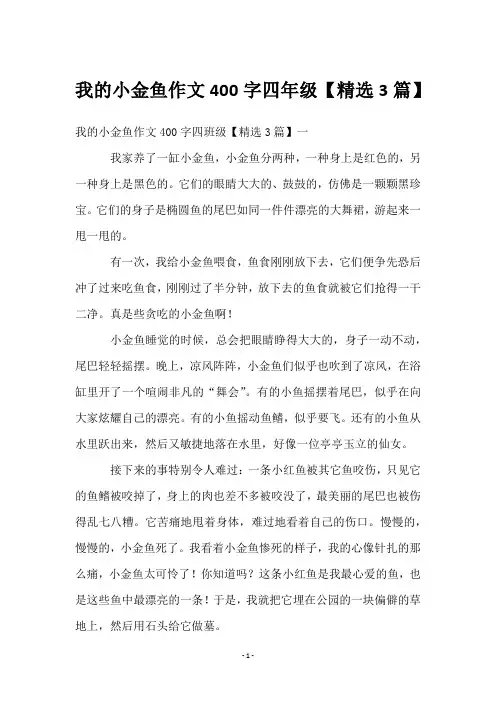 我的小金鱼作文400字四年级【3篇】