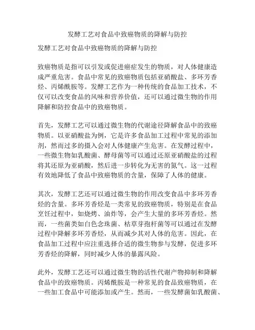 发酵工艺对食品中致癌物质的降解与防控
