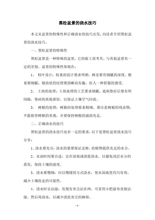 黑松盆景的浇水技巧