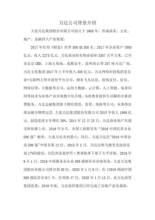 万达公司背景介绍