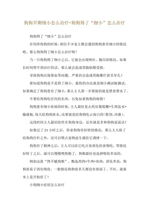 狗狗早期细小怎么治疗-狗狗得了“细小”怎么治疗