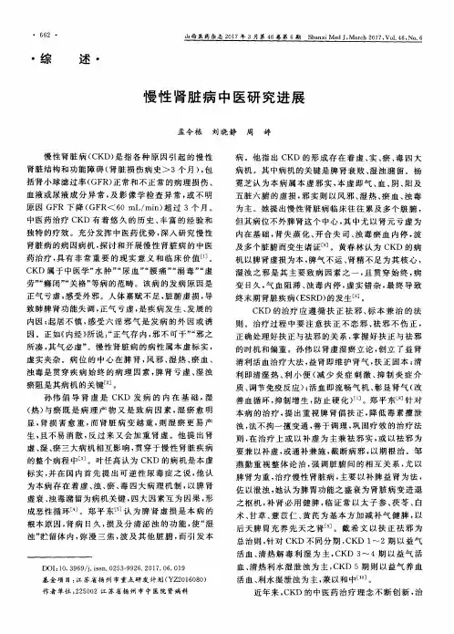 慢性肾脏病中医研究进展