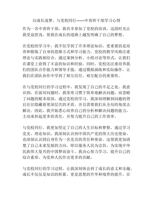 以成长逐梦,与党校同行——中青班干部学习心得