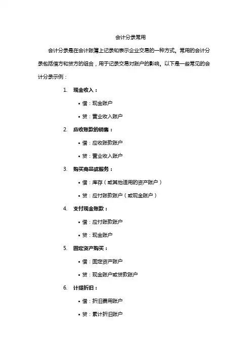 会计分录常用