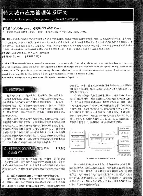 特大城市应急管理体系研究