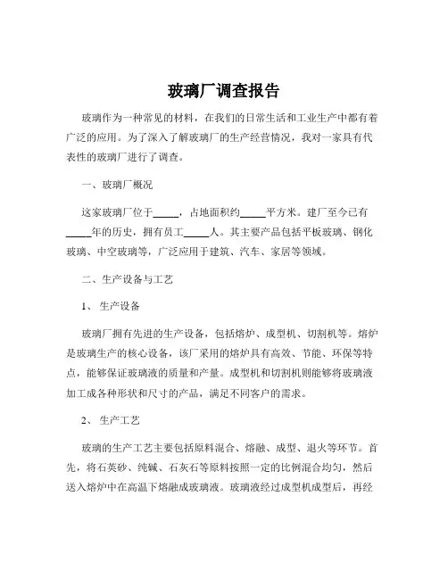 玻璃厂调查报告
