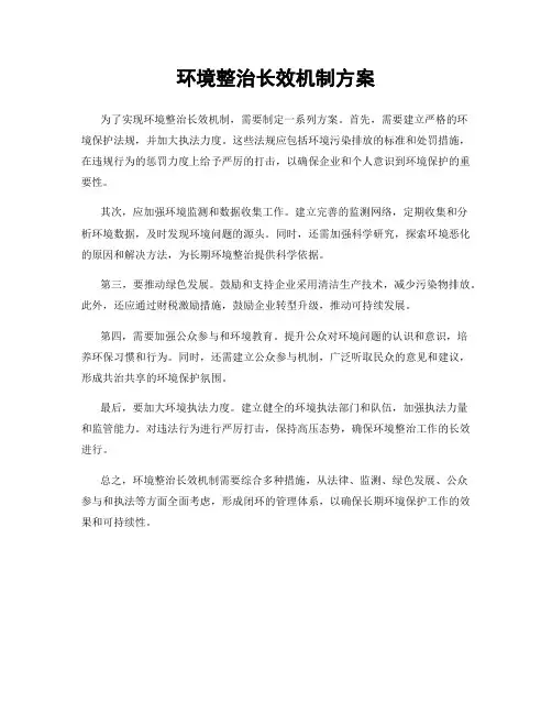 环境整治长效机制方案