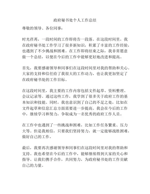 政府秘书处个人工作总结
