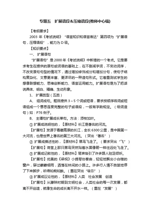 专题五　扩展语段＆压缩语段（教师中心稿）