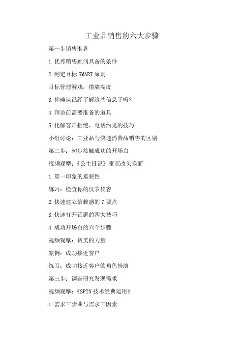 工业品销售的六大步骤