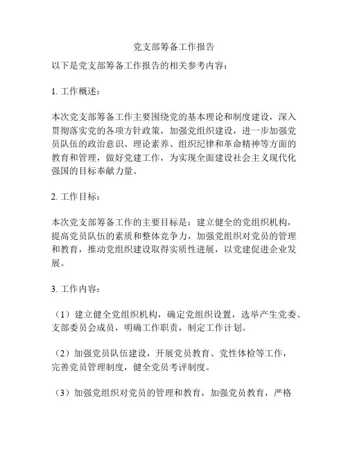 党支部筹备工作报告