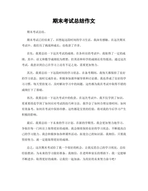 期末考试总结作文