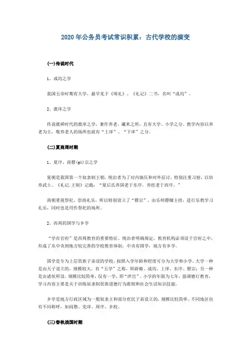 2020年公务员考试常识积累：古代学校的演变