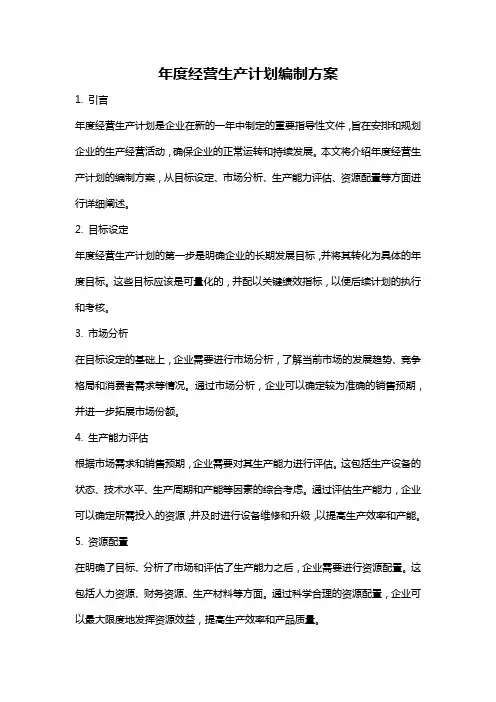 年度经营生产计划编制方案