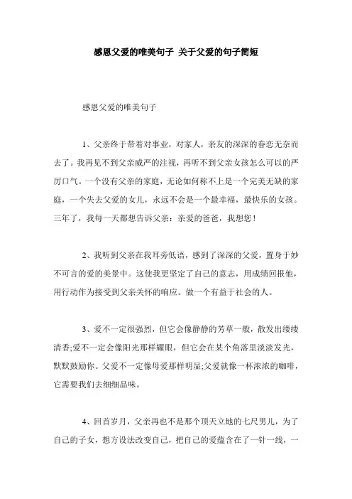 感恩父爱的唯美句子 关于父爱的句子简短